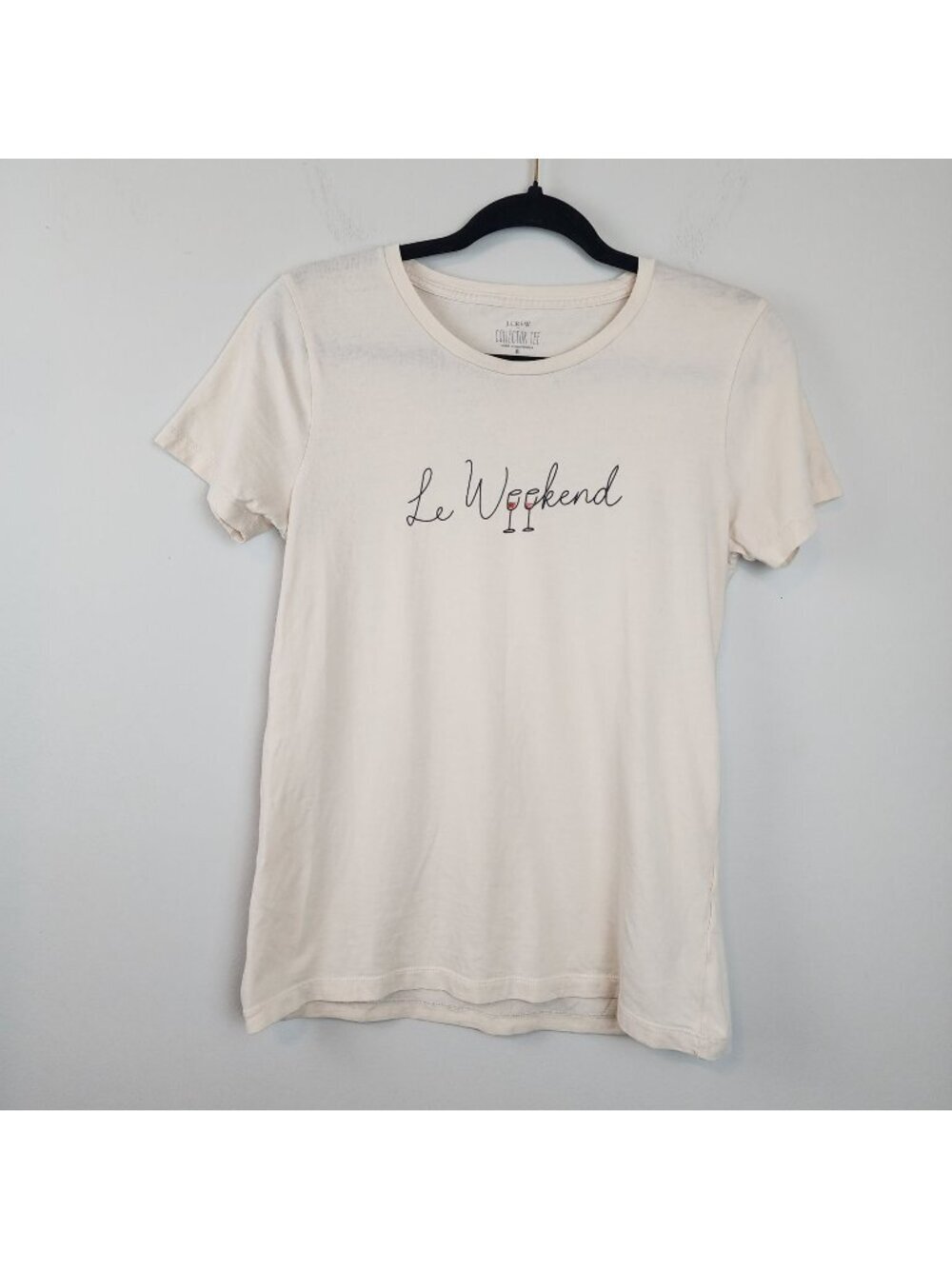 J.Crew Collector Graphic Tee t-shirt red wine glasses  Le Weekend sz S women
